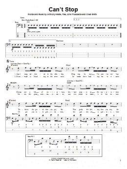 page one of Can't Stop (Bass Guitar Tab)