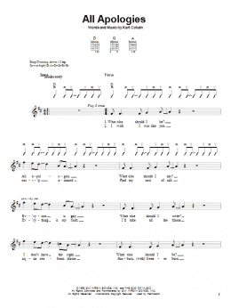 page one of All Apologies (Easy Guitar)