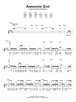 page one of Awesome God (Easy Guitar)