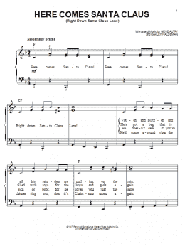 page one of Here Comes Santa Claus (Right Down Santa Claus Lane) (Easy Piano)