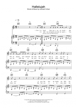 page one of Hallelujah (Piano, Vocal & Guitar Chords)