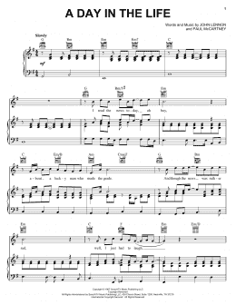 page one of A Day In The Life (Piano, Vocal & Guitar Chords (Right-Hand Melody))