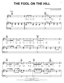 page one of The Fool On The Hill (Piano, Vocal & Guitar Chords (Right-Hand Melody))