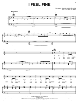 page one of I Feel Fine (Piano, Vocal & Guitar Chords (Right-Hand Melody))