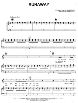 page one of Runaway (Piano, Vocal & Guitar Chords (Right-Hand Melody))