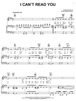 page one of I Can't Read You (Piano, Vocal & Guitar Chords (Right-Hand Melody))