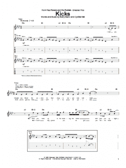 page one of Kicks (Guitar Tab)