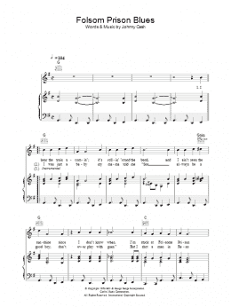 page one of Folsom Prison Blues (Piano, Vocal & Guitar Chords)