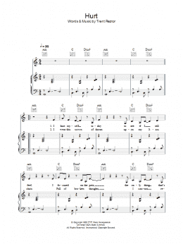 page one of Hurt (Piano, Vocal & Guitar Chords)