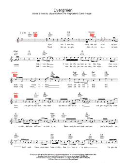 page one of Evergreen (Lead Sheet / Fake Book)