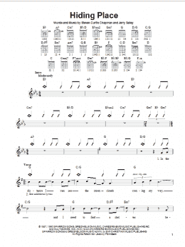 page one of Hiding Place (Easy Guitar)