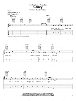 page one of Crazy (Easy Guitar Tab)