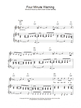 page one of Four Minute Warning (Piano, Vocal & Guitar Chords)