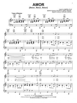 page one of Amor (Amor, Amor, Amor) (Piano, Vocal & Guitar Chords (Right-Hand Melody))