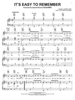 page one of It's Easy To Remember (Piano, Vocal & Guitar Chords (Right-Hand Melody))