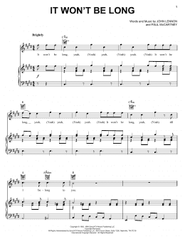 page one of It Won't Be Long (Piano, Vocal & Guitar Chords (Right-Hand Melody))