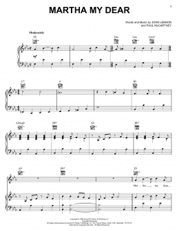 page one of Martha My Dear (Piano, Vocal & Guitar Chords (Right-Hand Melody))