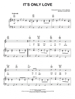 page one of It's Only Love (Piano, Vocal & Guitar Chords (Right-Hand Melody))