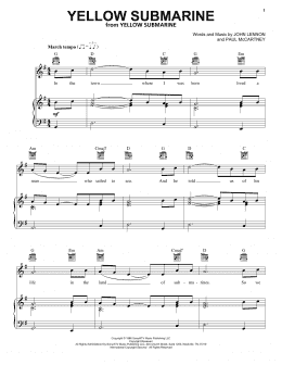 page one of Yellow Submarine (Piano, Vocal & Guitar Chords (Right-Hand Melody))