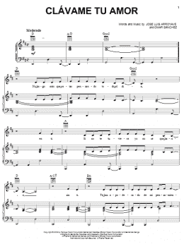 page one of Clavame Tu Amor (Piano, Vocal & Guitar Chords (Right-Hand Melody))