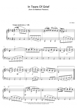 page one of In Tears Of Grief (from St Matthew Passion) (Piano Solo)