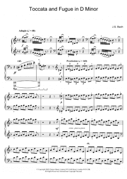 page one of Toccata and Fugue in D Minor (Piano Solo)