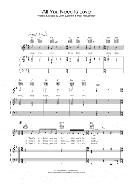 page one of All You Need Is Love (Piano, Vocal & Guitar Chords)