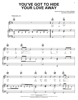 page one of You've Got To Hide Your Love Away (Piano, Vocal & Guitar Chords (Right-Hand Melody))