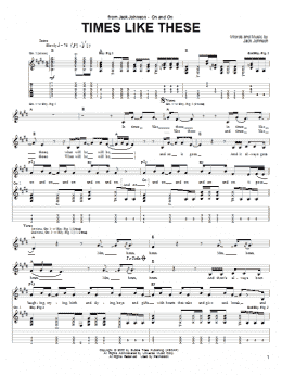 page one of Times Like These (Guitar Tab)