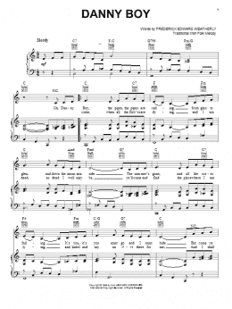 page one of Danny Boy (Piano, Vocal & Guitar Chords (Right-Hand Melody))