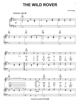 page one of Wild Rover (Piano, Vocal & Guitar Chords (Right-Hand Melody))