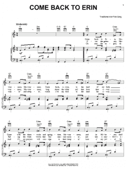 page one of Come Back To Erin (Piano, Vocal & Guitar Chords (Right-Hand Melody))