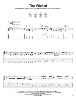 page one of The Wizard (Easy Guitar Tab)