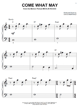 page one of Come What May (from Moulin Rouge) (Big Note Piano)