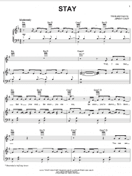 page one of Stay (Piano, Vocal & Guitar Chords (Right-Hand Melody))