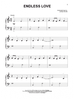 page one of Endless Love (Beginning Piano Solo)