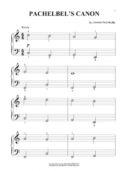 page one of Canon In D (Beginning Piano Solo)