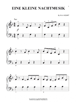 page one of Eine Kleine Nachtmusik (Beginning Piano Solo)