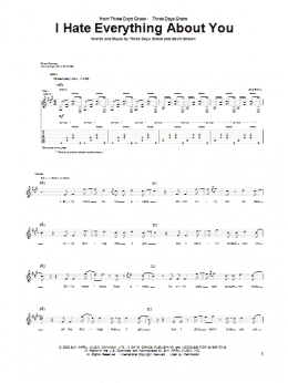 page one of I Hate Everything About You (Guitar Tab)