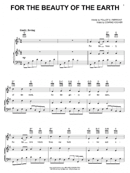 page one of For The Beauty Of The Earth (Piano, Vocal & Guitar Chords (Right-Hand Melody))