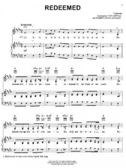 page one of Redeemed (Piano, Vocal & Guitar Chords (Right-Hand Melody))