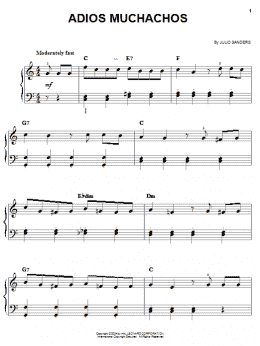 page one of Adios Muchachos (Easy Piano)