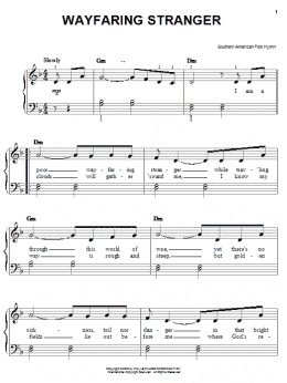 page one of Wayfaring Stranger (Easy Piano)