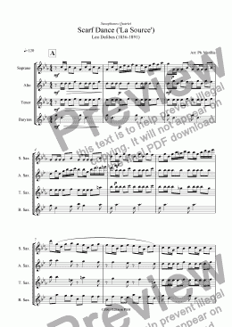 page one of Delibes - Scarf Dance (Sax Quartet)