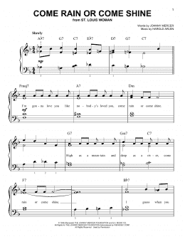 page one of Come Rain Or Come Shine (Easy Piano)