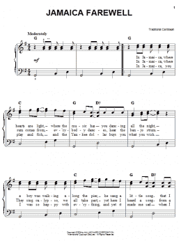 page one of Jamaica Farewell (Easy Piano)