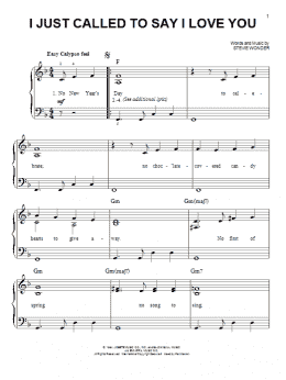 page one of I Just Called To Say I Love You (Easy Piano)