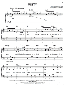 page one of Misty (Easy Piano)