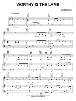 page one of Worthy Is The Lamb (Piano, Vocal & Guitar Chords (Right-Hand Melody))