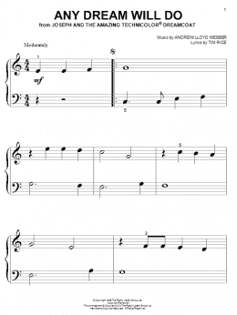 page one of Any Dream Will Do (Beginning Piano Solo)